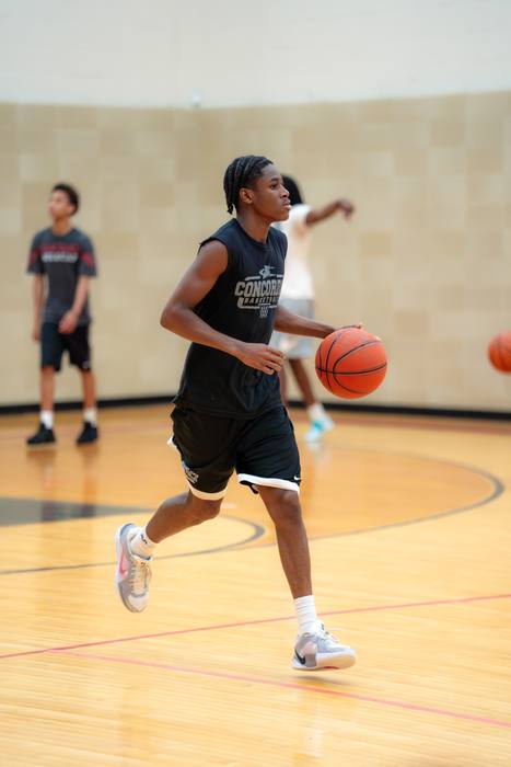 Player dribbling into the frontcourt